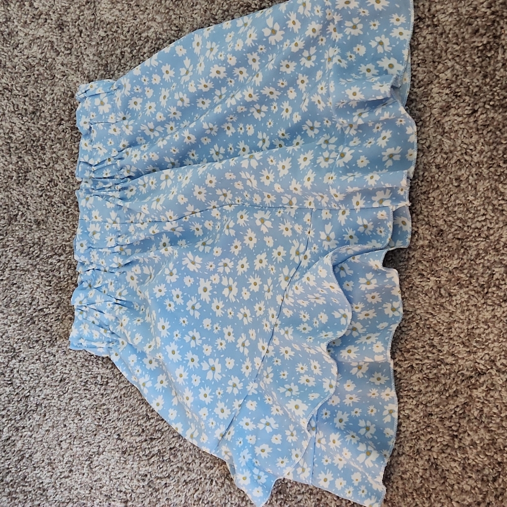 Floral Ruffle Hem A-Line Skirt